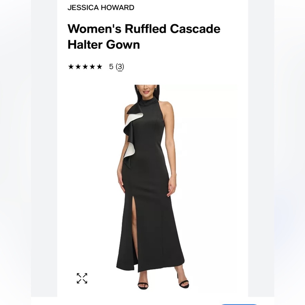 NWT Women's Ruffled Cascade Halter Gown